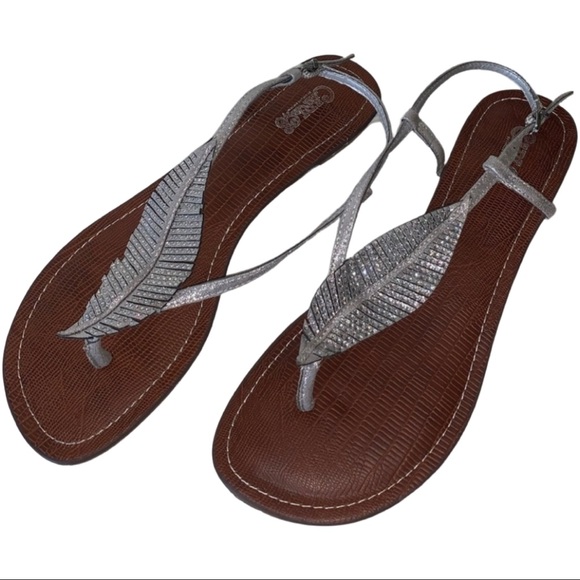 Carlos Santana Shoes - Carlos Santana •Silver Feather Sandals